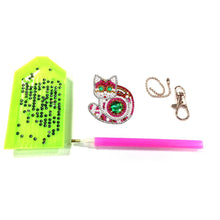 Load image into Gallery viewer, 4pcs DIY Full Drill Special Shaped Diamond Painting Cat Keychain Pendant
