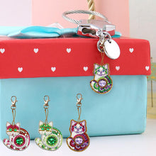 Load image into Gallery viewer, 4pcs DIY Full Drill Special Shaped Diamond Painting Cat Keychain Pendant
