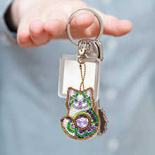 Load image into Gallery viewer, 4pcs DIY Full Drill Special Shaped Diamond Painting Cat Keychain Pendant
