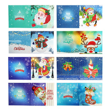 Load image into Gallery viewer, 8pcs Diamond Painting Christmas Postcards Art Craft 5D DIY for Birthday Festival
