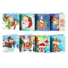 Load image into Gallery viewer, 8pcs Diamond Painting Christmas Postcards Art Craft 5D DIY for Birthday Festival
