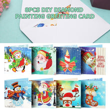 Load image into Gallery viewer, 8pcs Diamond Painting Christmas Postcards Art Craft 5D DIY for Birthday Festival
