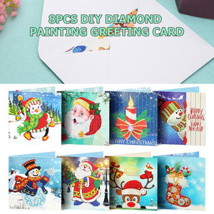 8pcs Diamond Painting Christmas Postcards Art Craft 5D DIY for Birthday Festival