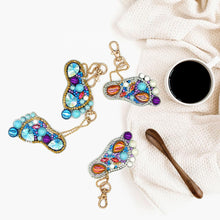 Load image into Gallery viewer, 4pcs DIY Diamond Keychain Special Shaped Full Drill Feet Painting Keyring
