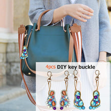 Load image into Gallery viewer, 4pcs DIY Diamond Keychain Special Shaped Full Drill Feet Painting Keyring
