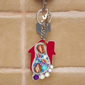 4pcs DIY Diamond Keychain Special Shaped Full Drill Feet Painting Keyring