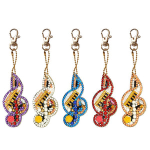 5pcs Diamond Keychains Art Craft DIY Handmade Rhinestone Pendant Kid Adult Gifts