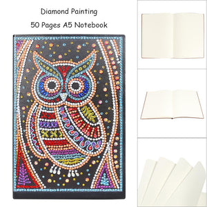 DIY Owl Special Shaped Diamond Painting 50 Pages A5 Notebook Notepad Gifts