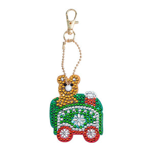 4pcs DIY Full Drill Special-Shape Diamond Painting Christmas Train Keychain