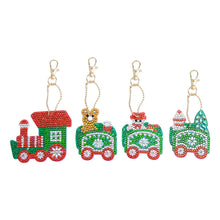 Load image into Gallery viewer, 4pcs DIY Full Drill Special-Shape Diamond Painting Christmas Train Keychain
