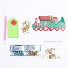 Load image into Gallery viewer, 4pcs DIY Full Drill Special-Shape Diamond Painting Christmas Train Keychain
