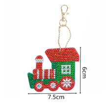 Load image into Gallery viewer, 4pcs DIY Full Drill Special-Shape Diamond Painting Christmas Train Keychain
