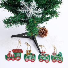 Load image into Gallery viewer, 4pcs DIY Full Drill Special-Shape Diamond Painting Christmas Train Keychain
