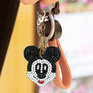 4pcs DIY Full Drill Round Drill Mouse Shape Diamond Painting Keychain Gift