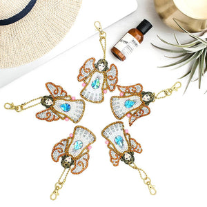 5pcs Diamond Keychains Art Craft DIY Handmade Rhinestone Pendant Kid Adult Gifts