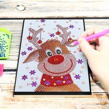 Load image into Gallery viewer, DIY Christmas Elk Special Shaped Diamond Painting 60 Pages A5 Notebook Gift
