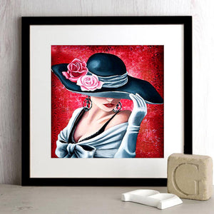 Elegant Lady In Hat 30*30CM(Canvas) Full Round Drill Diamond Painting