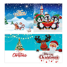 Load image into Gallery viewer, 8pcs Diamond Painting Christmas Postcards Art Craft 5D DIY for Birthday Festival
