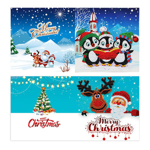 8pcs Diamond Painting Christmas Postcards Art Craft 5D DIY for Birthday Festival
