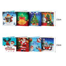 Load image into Gallery viewer, 8pcs Diamond Painting Christmas Postcards Art Craft 5D DIY for Birthday Festival
