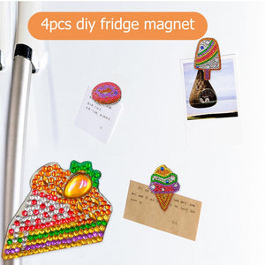 4pcs DIY Full Drill Special Shape Ice Cream Diamond Painting Fridge Magnet