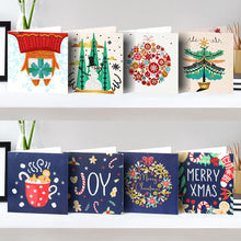 Load image into Gallery viewer, 8pcs Diamond Painting Christmas Postcards Art Craft 5D DIY for Birthday Festival

