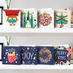 8pcs Diamond Painting Christmas Postcards Art Craft 5D DIY for Birthday Festival