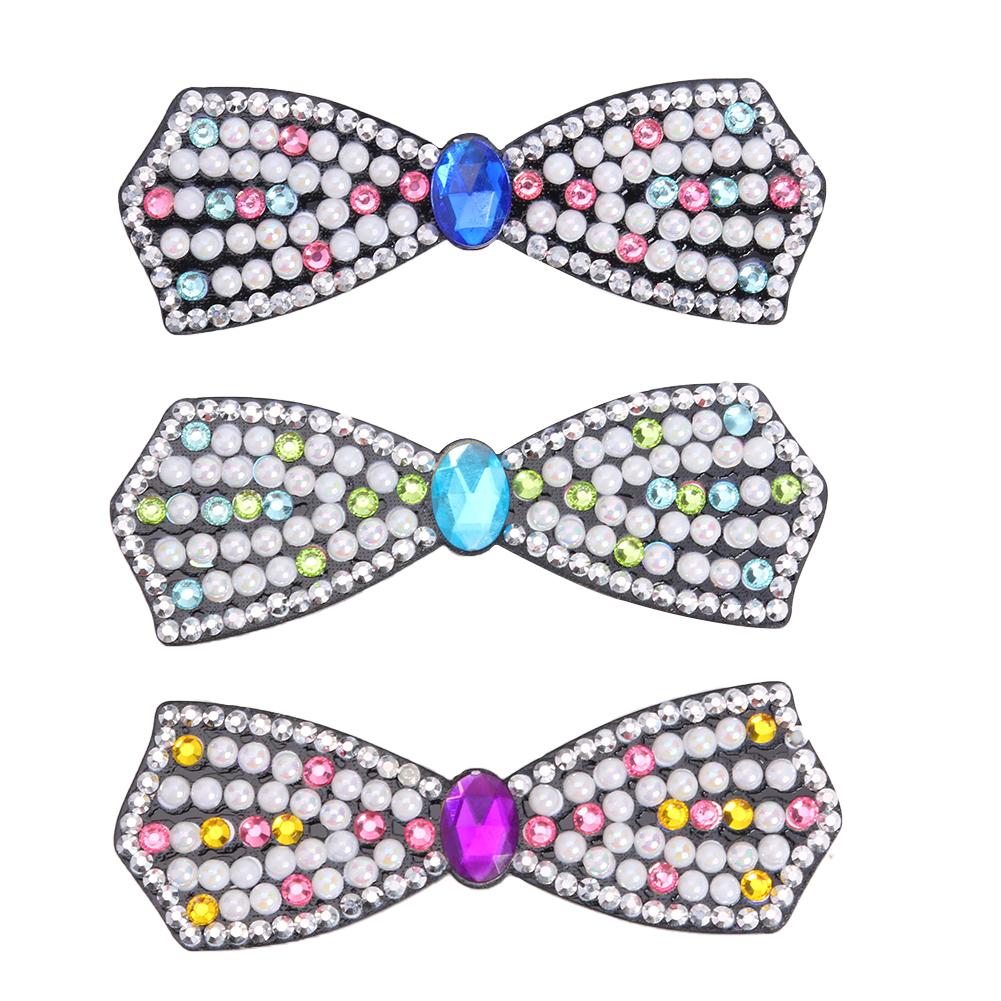 3pcs Butterfly Rhinestone Hair Clip DIY Crystal Bowknot Barrettes (Style 3)