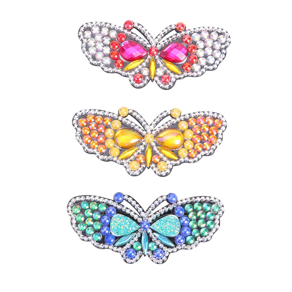 3pcs Butterfly Rhinestone Hair Clip DIY Crystal Bowknot Barrettes (Style 4)