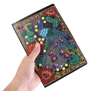 DIY Peafowl Special Shaped Diamond Painting 50 Pages Sketchbook A5 Notebook