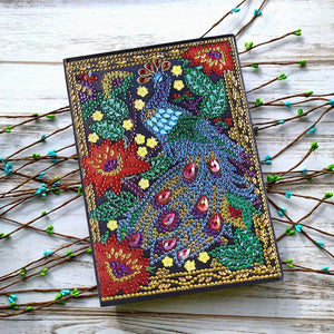 DIY Peafowl Special Shaped Diamond Painting 50 Pages Sketchbook A5 Notebook