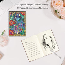 Load image into Gallery viewer, DIY Peafowl Special Shaped Diamond Painting 50 Pages Sketchbook A5 Notebook
