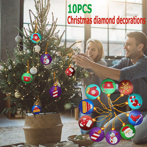 10pcs Christmas Diamond Key Chain Kits Cute 5D DIY Colourful for Christmas Decor