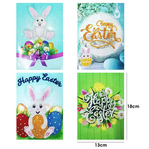 4pcs 5D DIY Drills Diamond Painting Greeting Wish Easter Cards Party Gifts