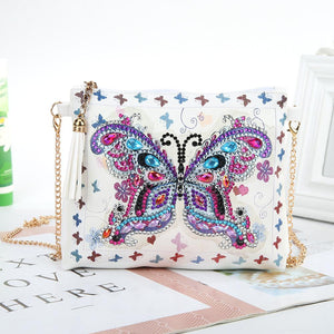 DIY Butterfly Special Shaped Diamond Painting Leather Chain Messenger Bags