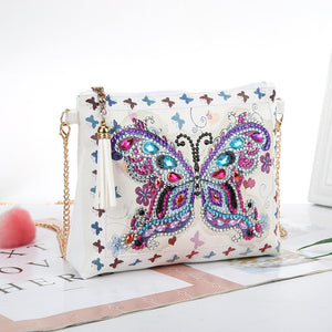 DIY Butterfly Special Shaped Diamond Painting Leather Chain Messenger Bags