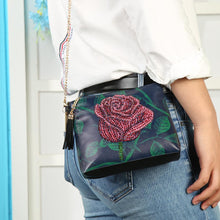 Load image into Gallery viewer, DIY Rose Special Shaped Diamond Painting Women Leather Chain Crossbody Bags
