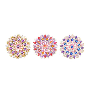 3pcs DIY Full Drill Diamond Brooches Flower Rhinestone Jacket Lapel Pins