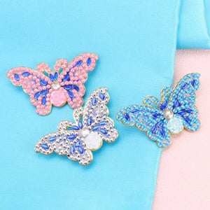 3pcs Butterfly DIY Full Drill Diamond Brooch Women Jacket Sweater Badges