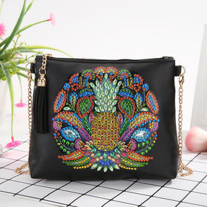 DIY Pineapple Special Shaped Diamond Painting Leather Chain Crossbody Bags
