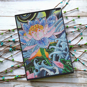 DIY Lotus Special Shaped Diamond Painting 50 Pages A5 Sketchbook Notebook