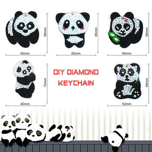 5pcs Panda Type Keychain Gift DIY Diamond Painting Special Shape Full Drill
