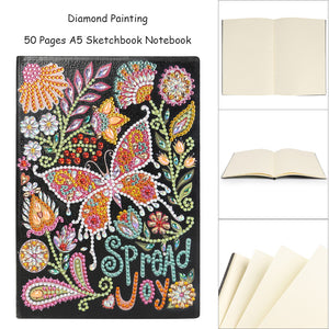 DIY Diamond Painting Notebook 50 Pages Resin Butterfly Pattern Handmade for Gift