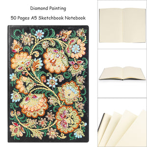 DIY Flower Special Shaped Diamond Painting 50 Pages A5 Sketchbook Notebook