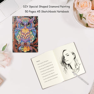 DIY Owl Special Shaped Diamond Painting 50 Page A5 Sketchbook Painting Book