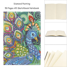 Load image into Gallery viewer, DIY Peafowl Special Shaped Diamond Painting 50 Pages A5 Students Sketchbook
