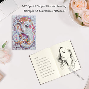 DIY Elephant Special Shaped Diamond Painting 50 Page A5 Notebook Sketchbook