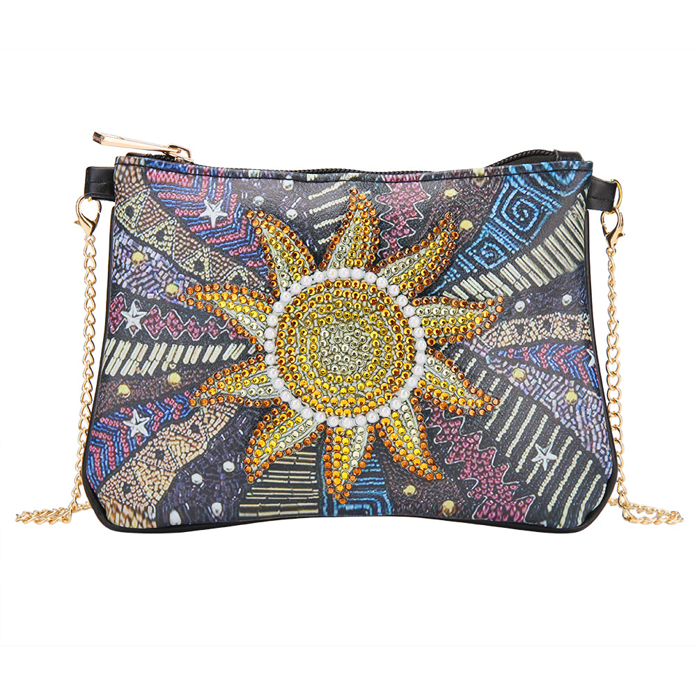 DIY Sun Special Shaped Diamond Painting Leather Clutch Chain Shoulder Bags