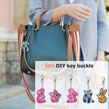 Load image into Gallery viewer, 5pcs/set DIY Full Drill Special Shaped Diamond Painting Animal Keychain
