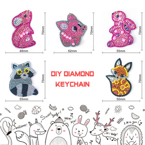 5pcs/set DIY Full Drill Special Shaped Diamond Painting Animal Keychain